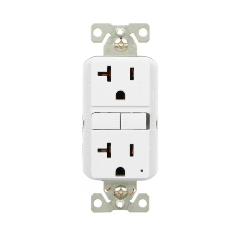 Photo 1 of Eaton 20-Amp 125-volt GFCI Residential Decorator Outlet, White