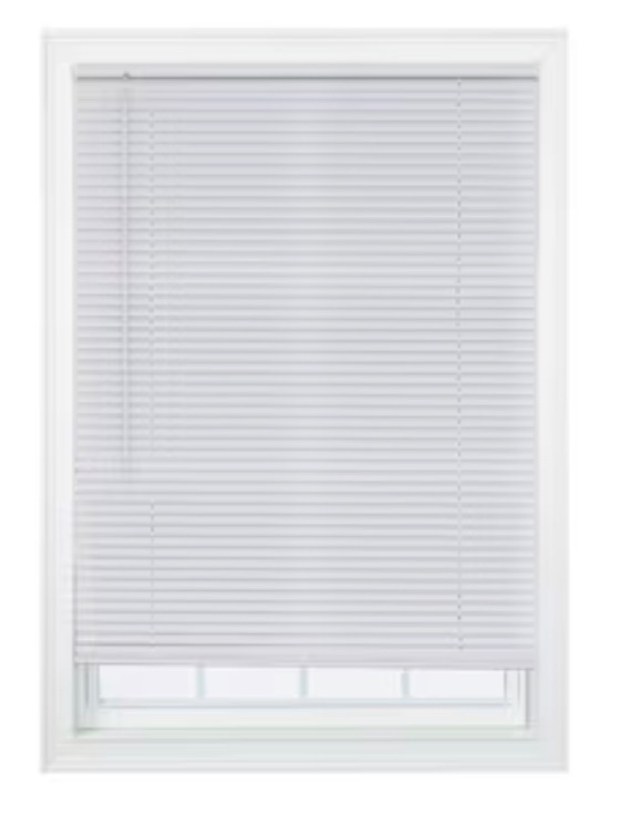 Photo 1 of Project Source Light Filtering 1-in Slat Width 59-in x 64-in Cordless White Vinyl Light Filtering Mini-blinds