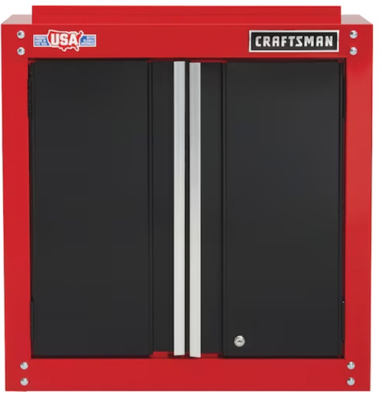 Photo 1 of CRAFTSMAN Steel Wall-mounted Garage Cabinet in Red (28-in W x 28-in H x 12-in D)