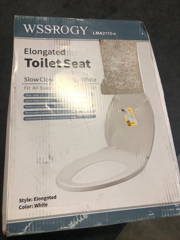 Photo 2 of Toilet seat Elongated with Slow Close Hinges, Four Bumpers Never Loosen and Easily Remove, Two Sets of Parts, Plastic, White
