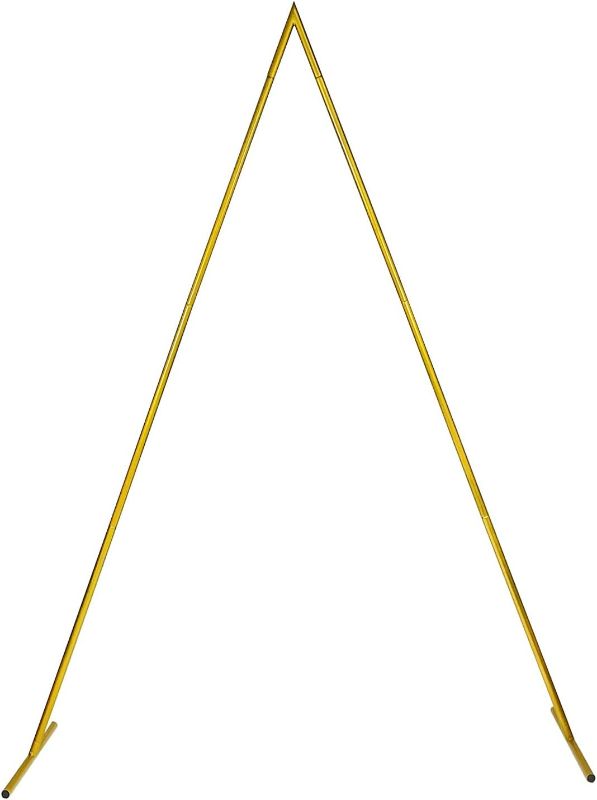Photo 1 of LANGXUN 8.5ft Gold Triangular Metal Backdrop Stand, Wedding Arch Stand, Balloon Arch Stand for Birthday Decorations, Baby Shower Photo Booth Background Supplies, Indoor Outdoor Party Decoration Arbor