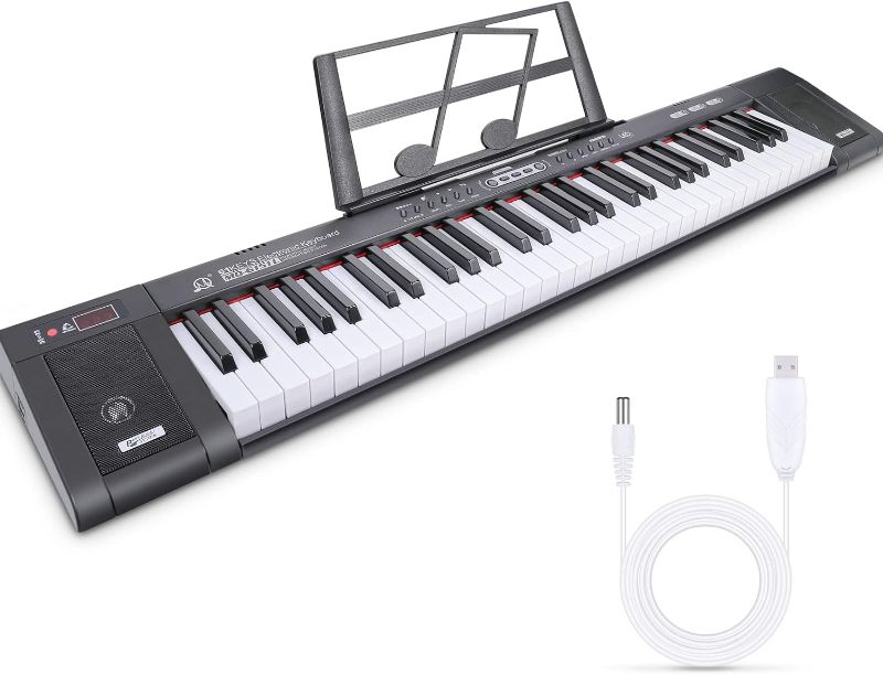 Photo 1 of 61-Key Electric Keyboard Piano, Portable Piano Keyboard with Music Stand, Microphone, Full-Size, Built-in Speakers, Dual Power Supply, Music Digital Piano for Beginners Kids Adult