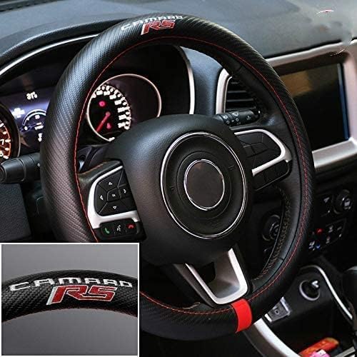Photo 1 of Black Carbon Fiber Luxury Leather Chevy Camaro RS Steering Wheel Cover Auto Anti-Slip Protector 15''
