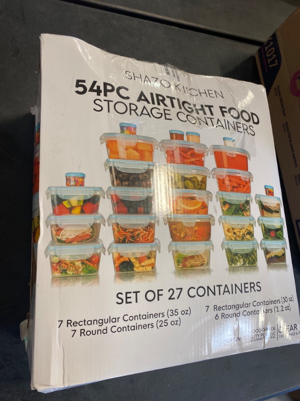 Photo 1 of Shazo HUGE set 54 Pack Food Storage Containers with Airtight Lids, 27 containers+27 Lids, Meal Prep Snap Lids Lunch/Bento Box - BPA Free Freezer Safe - Kitchen Plastic Storage Container Set