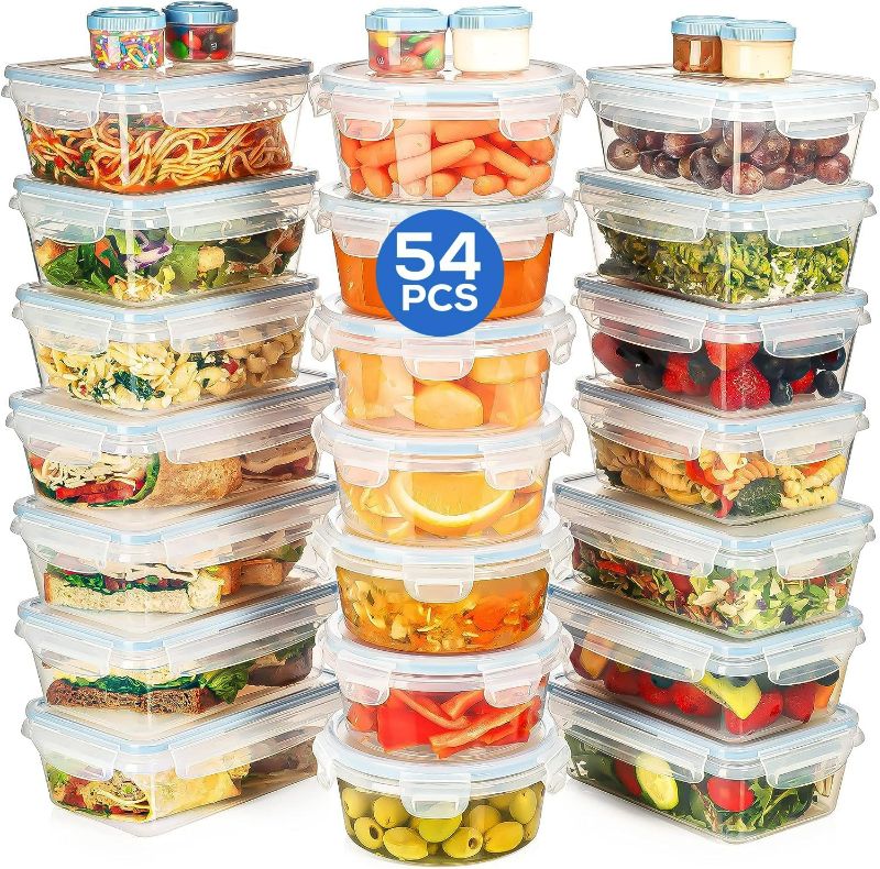 Photo 1 of Shazo HUGE set 54 Pack Food Storage Containers with Airtight Lids, 27 containers+27 Lids, Meal Prep Snap Lids Lunch/Bento Box - BPA Free Freezer Safe - Kitchen Plastic Storage Container Set