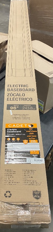 Photo 2 of Cadet F Series 72" Electric Baseboard Heater (Model: 6F1500W, Part: 09956), 5120/3840 BTU, 240/208 Volt, 1500/1125 Watt, White