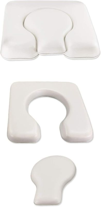 Photo 1 of PU Commode Seat Cushion, White U Shape Padded Cushion for Bedside Commodes, Chair, Shower Wheelchair