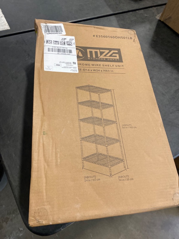 Photo 2 of Amazon Basics 5-Shelf Adjustable, Heavy Duty Storage Shelving Unit (350 lbs loading capacity per shelf), Steel Organizer Wire Rack, Chrome Silver, 36" L x 14" W x 72" H