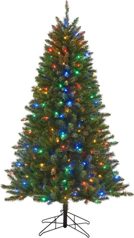 Photo 1 of Honeywell 6 ft Pre-Lit Christmas Tree, Eagle Peak Pine Artificial Christmas Tree with 300 Color-Changing LED Lights, Xmas Tree with 927 PVC Tips,Tree Top Connector, UL Certified