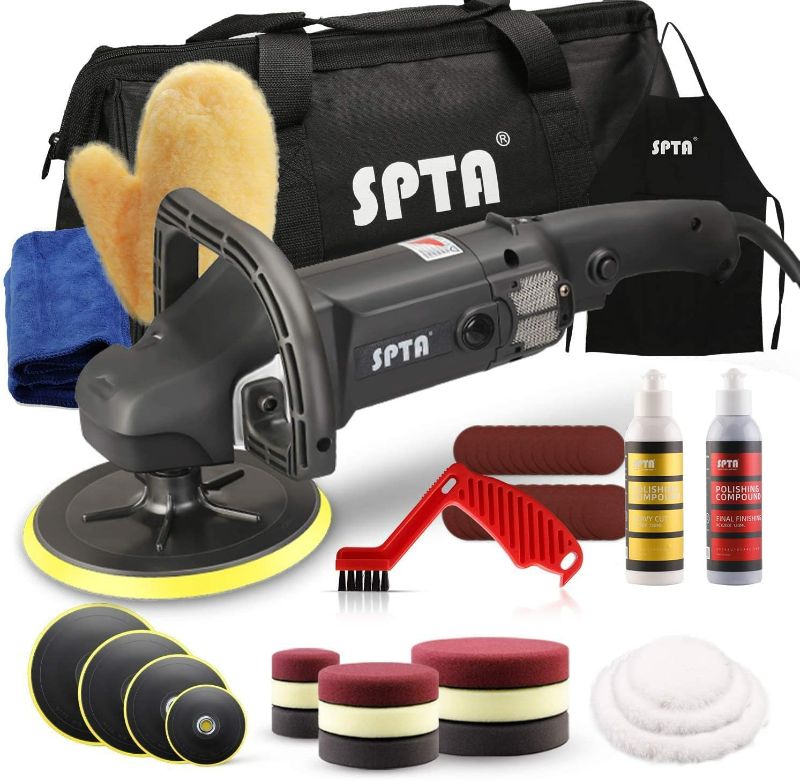 Photo 1 of SPTA Buffer Polisher, 7 Inch 180mm Rotary Polisher Car Polisher Electric Polisher RO Polisher & Polishing Pads Set for Auto Buffing and Polishing