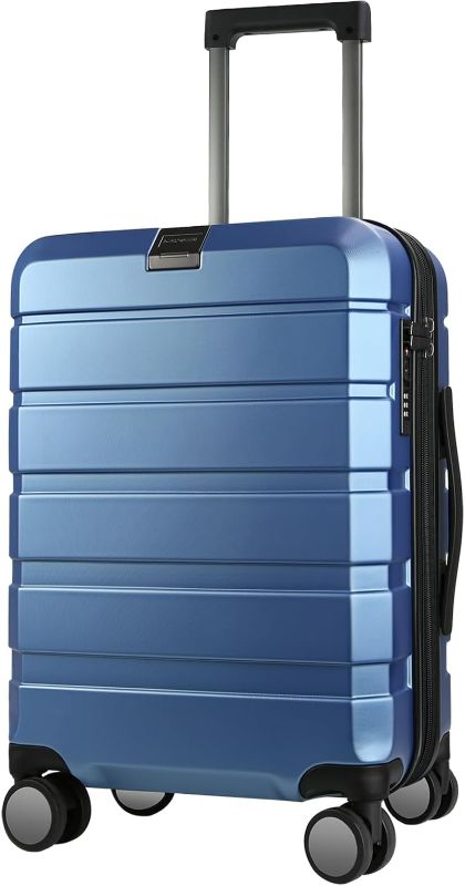 Photo 1 of KROSER Hardside Expandable Carry On Luggage with Spinner Wheels & Built-in TSA Lock, Durable Suitcase Rolling Luggage, Carry-On 20-Inch, Light Blue