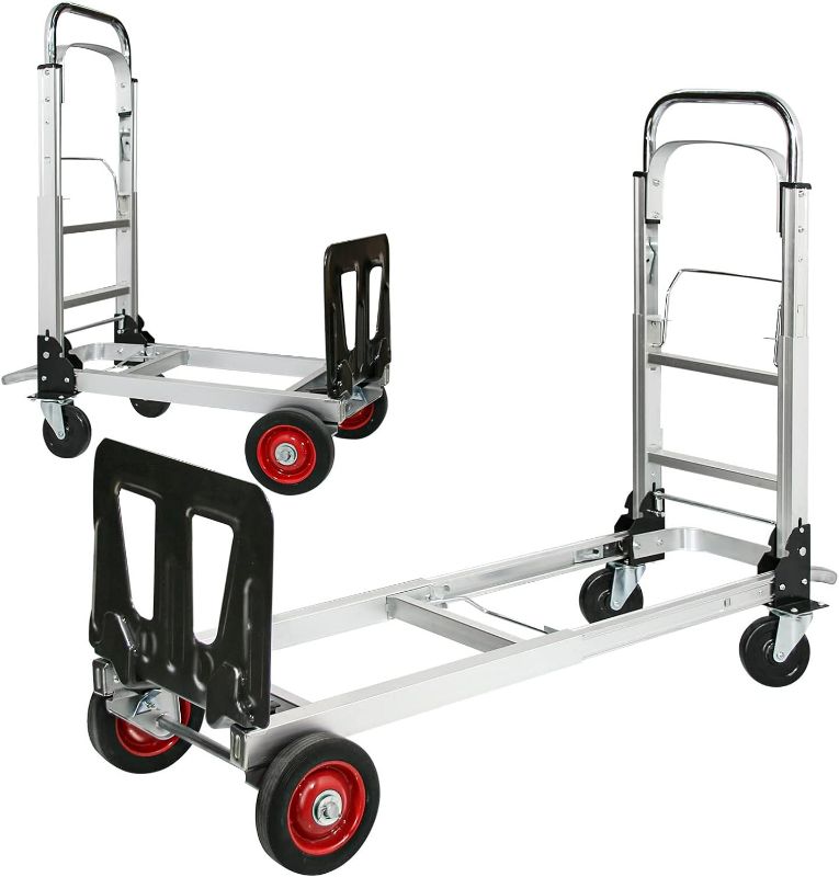 Photo 1 of Hand Truck Dolly Foldable Heavy Duty, Convertible 2 in 1 Folding Hand Truck Folding Dolly Cart Trolley Luggage Cart 440lbs Capacity Aluminum for Moving Home, Auto, Office