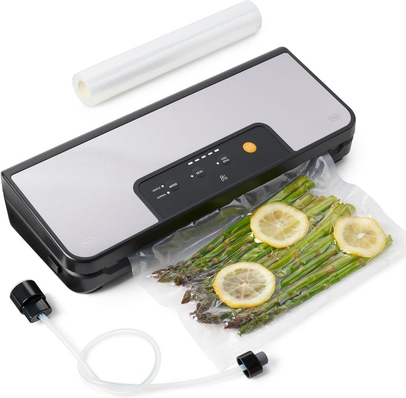 Photo 1 of Greater Goods Vacuum Sealer Machine for Sous Vide Cooker, Freezer Bags, and More, with 1 Roll of Vacuum Seal Bags (Onyx Black)