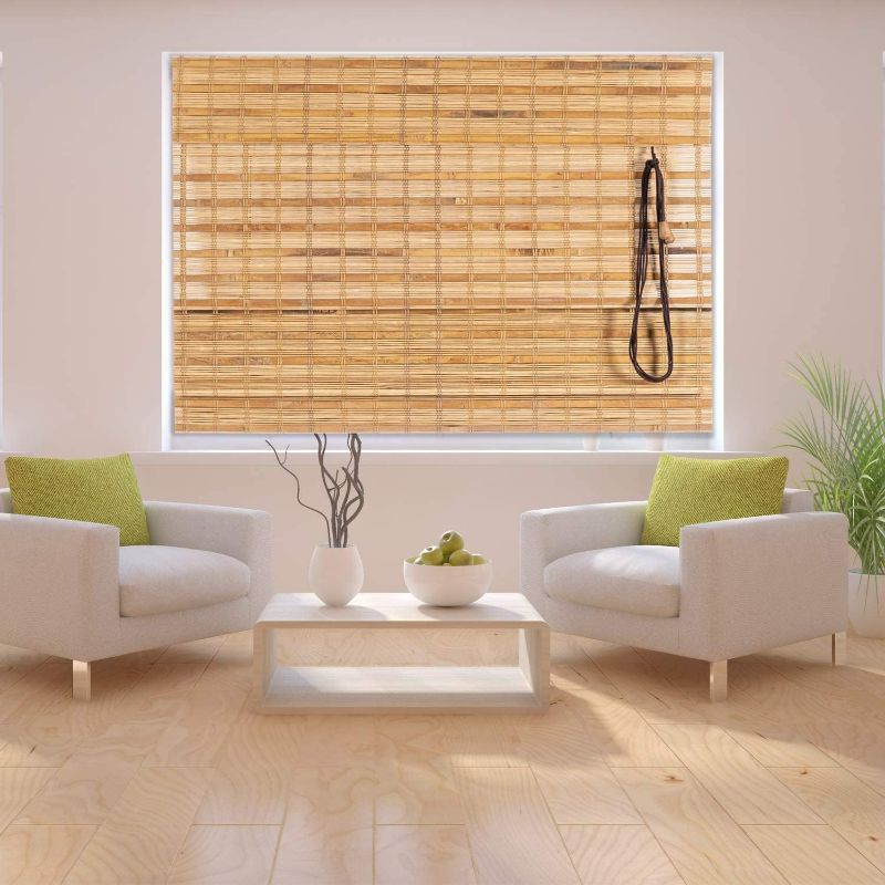 Photo 1 of N / A Bamboo Roman Window Blinds Sun Shades, Dark Brown,48W x 72H, Light Filtering Roller Shades,Any Size 24-72 Wide and 72 High