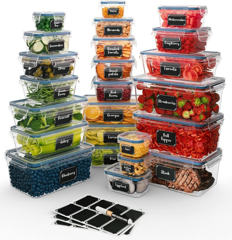 Photo 1 of Chef's Path 48 Pcs Food Containers with Lids (24 Lids + 24 Containers) Food Dispensers - Airtight Plastic Containers for Pantry & Kitchen Organization - BPA-Free Fridge Containers for Meal Prep and Food Storage Pack of 24