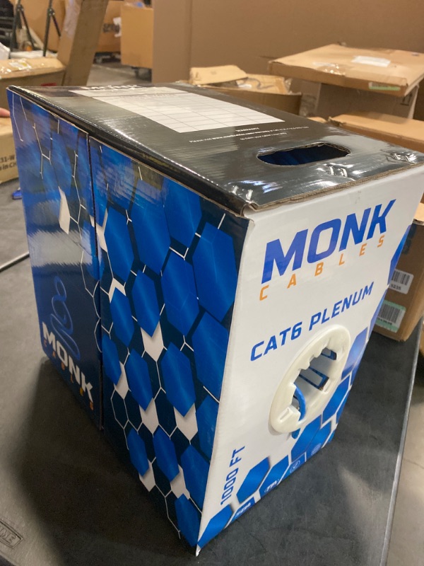 Photo 2 of MONK CABLES | CAT6 Plenum Cable 1000FT | UTP, 23AWG, 550MHz | DSX-8000 Fluke Test Certified | Most Certified Cable of The Whole Market (Blue)