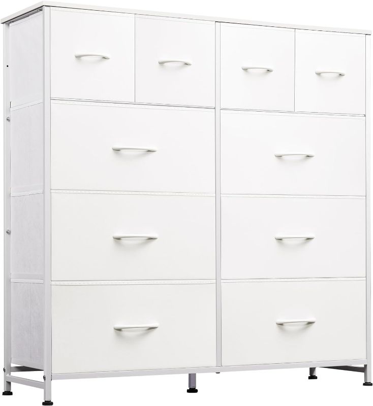Photo 1 of WLIVE Fabric Dresser for Bedroom, Storage Drawer Unit,Dresser with 10 Deep Drawers for Office, College Dorm, White