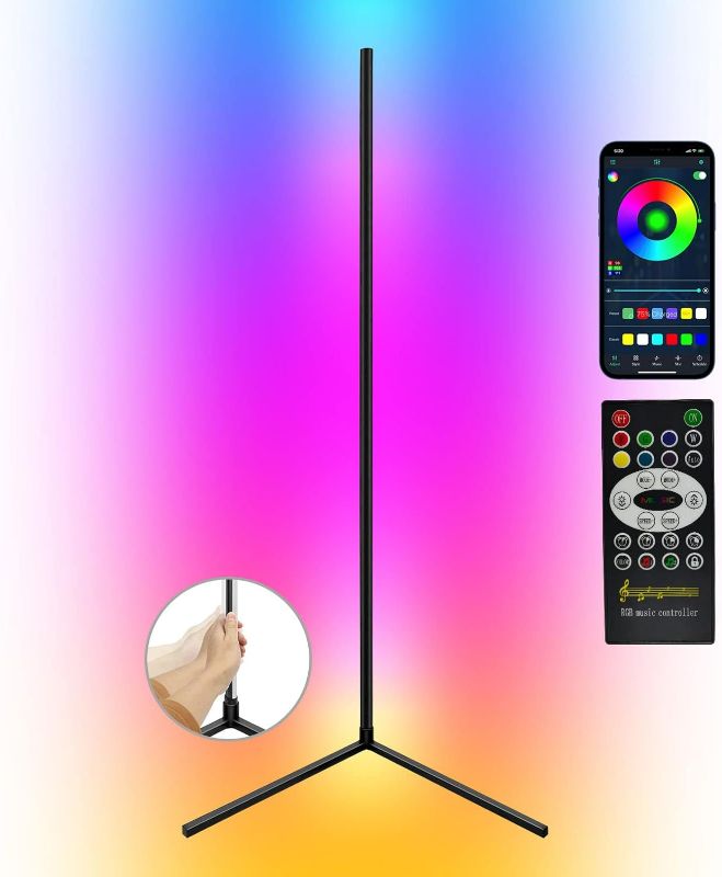 Photo 1 of Rotatable Corner Floor Lamp: Dimmable Color Changing Standing Corner Lamps LED Smart App Control Lighting RGB Corner Lamp with Remote Modern Floor Lamp for Bedroom Living Room Gaming Room