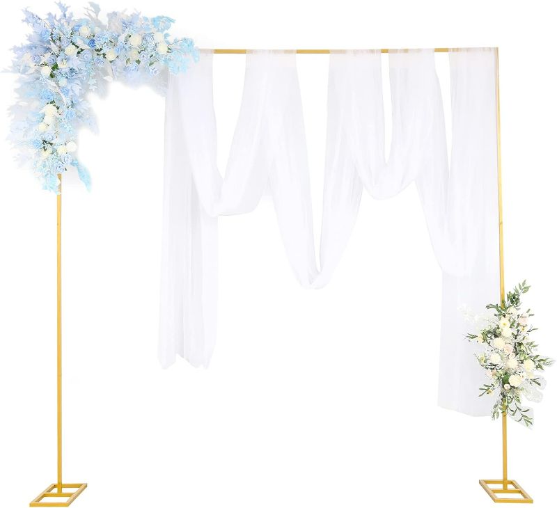 Photo 1 of Wedding Arch Backdrop Stand,10x10Ft Adjustable Backdrop Stand Heavy, Gold Balloon Arch Stand,Backdrop Stand Kit for Ceremony Birthday Party Celebration Baby Shower Candy Tables Anniversary