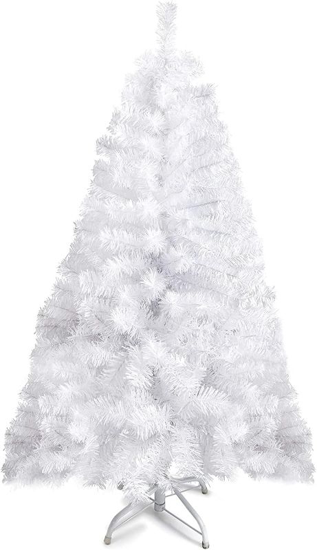 Photo 1 of Prextex Small White Christmas Tree - 320 Tips, 4 Foot Christmas Tree, Premium Hinged Artificial Canadian Fir Full Bodied 4 ft Christmas Tree, Lightweight & Easy to Assemble with Metal Stand