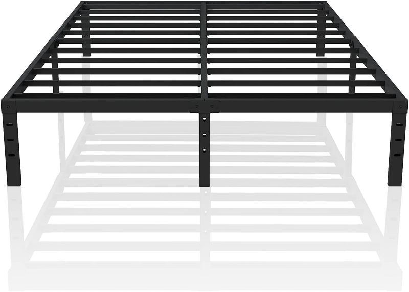 Photo 1 of Metal Platform Bed Frame,18" Tall Profile Mattress Foundation, Heavy Duty Steel Slat/Easy Assembly/No Box Spring Needed, Modern Black Finish, King Size