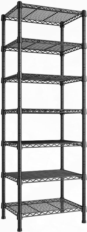 Photo 1 of REIBII 71’’H Wire Shelving Rack 7-Tier Metal Shelving Units and Storage Shelves Loads 1176 LBS Adjustable Garage Shelving Heavy Duty Metal Shelves for Storage Rack,71 “H X 18”W X 18 “D