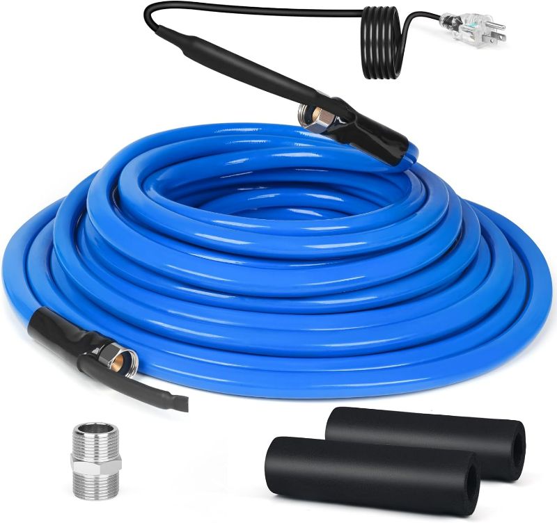 Photo 1 of 50FT Heated Water Hose for RV,Heated Drinking Water Hose with Thermostat,Lead and BPA Free,1/2"Inner Diameter,Temperatures Down to -40°F Self-Regulating,Blue Appearance (50FT)
