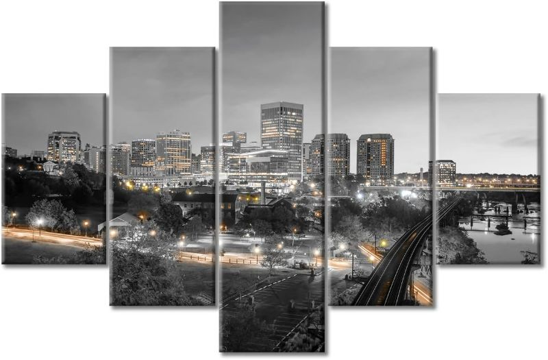 Photo 1 of Wall Decorations for Living Room Black and White Wall Art 5 Piece Modern Richmond, Virginia Posters and Prints Home Decorations for Living Room Framed Gallery-wrapped Ready to Hang (60''Wx 40''H)