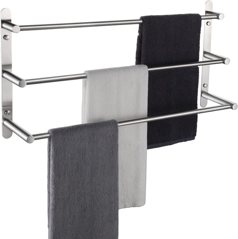 Photo 1 of KOKOSIRI Bath Towel Bars Stainless Steel Bathroom 3-Tiers Ladder Towel Rack Wall Mount Towels Shelves, Brushed Nickel, B5002BR-L24
