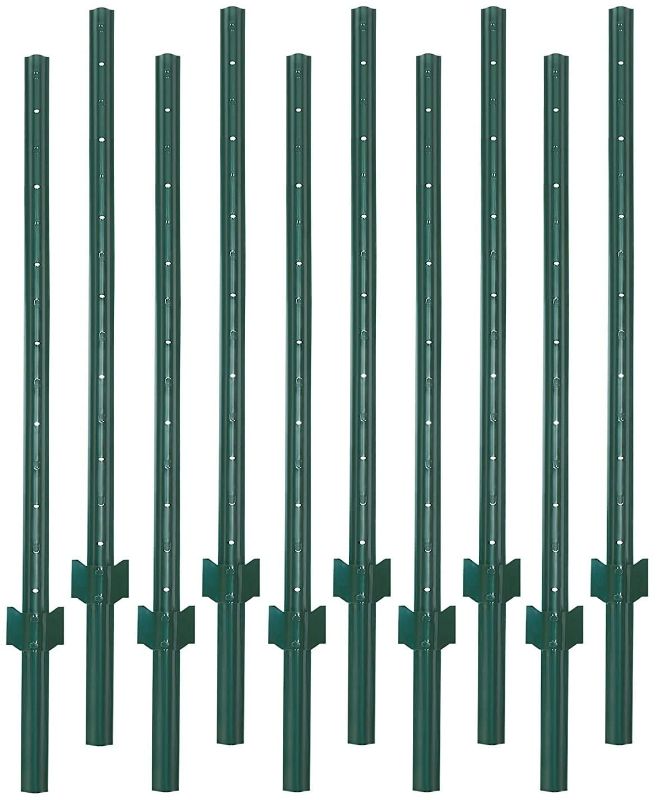 Photo 1 of VASGOR 7 Feet Sturdy Duty Metal Fence Post – Garden U Post for Fencing - 10 Pack
