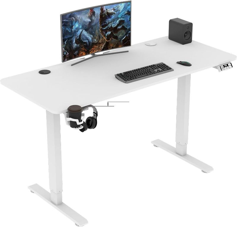Photo 1 of 55x24inch Adjustable Desk Stand up Desk Electric Standing Desk Adjustable Height Sit Stand Home Office Desk Including Splice Table Plate
