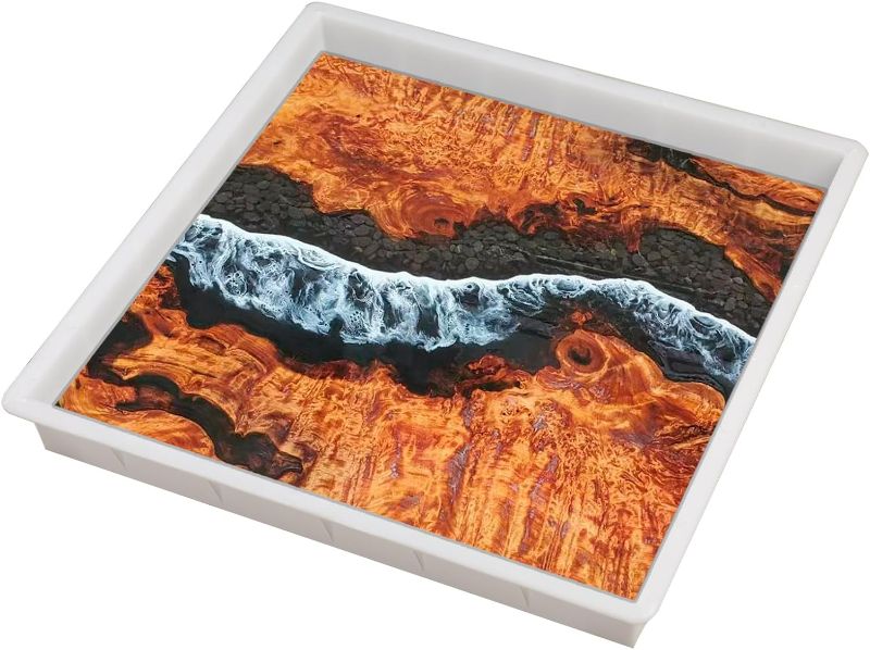 Photo 1 of No Seal Reusable Epoxy Mold, 19.5x19.5x3 Inches Large Resin Mold for River Table, Cutting Board, River Coffee Table, Resin Art, DIY Art Home Decoration
