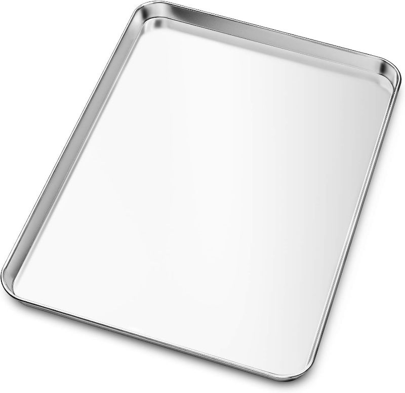 Photo 1 of Baking Sheet, Yododo Stainless Steel Baking Pans Tray Cookie Sheet Toaster Oven Tray Pan Cookie Pan, Non Toxic & Healthy, Superior Mirror Finish & Rust Free, Easy Clean & Dishwasher Safe - 23½ inch
