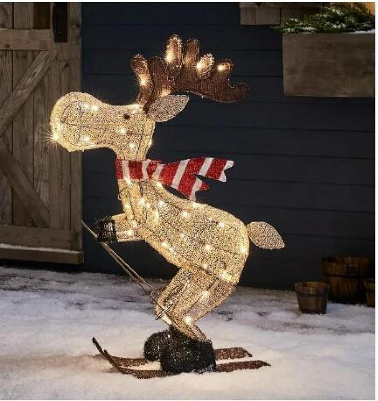 Photo 1 of Christmas Decoration Outdoor Light Up Skiing Deer, Waterproof Plug in Reindeer for Yard Patio Lawn Garden Party Decor 11.81x5.41x1.2Inch
