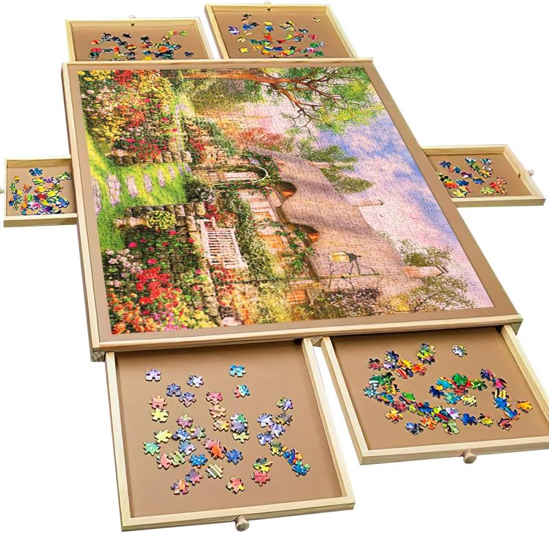 Photo 1 of 1500 PCS Puzzle Table with 6 Drawers, Portable Puzzle Table for Adults and Kids
