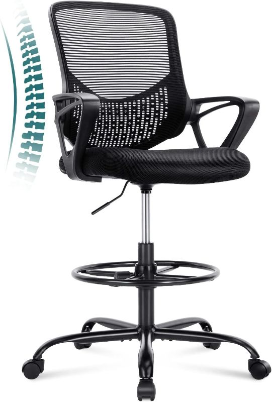 Photo 1 of Adjustable Counter Height Office Chair, Black, Mesh