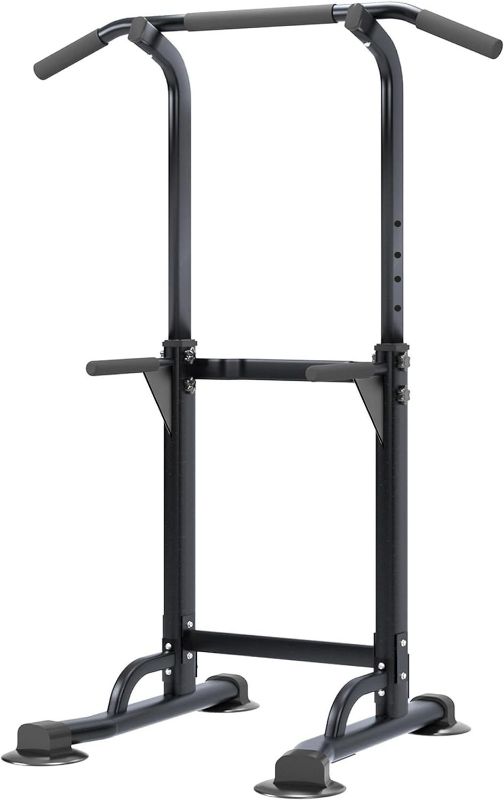 Photo 1 of soges Power Tower Pull Up Bar Station, Free Standing Pull Up Rack Dip Station for Home Gym, Height Adjustable Home Strength Training Fitness Workout Equipment
