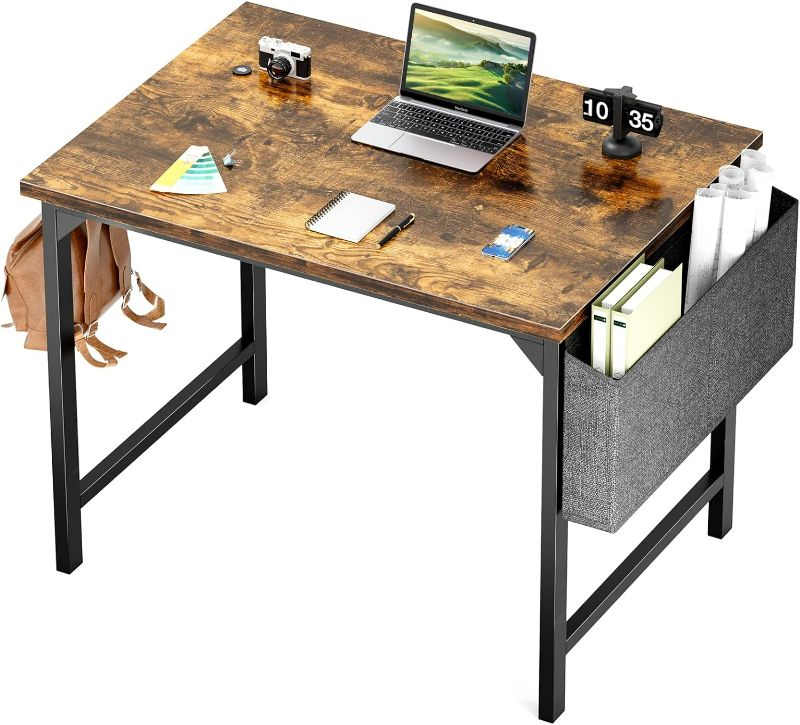 Photo 1 of Sweetcrispy Small Computer Office Desk 32 Inch Kids Student Study Writing Work with Storage Bag & Headphone Hooks Modern Simple Home Bedroom PC Table
