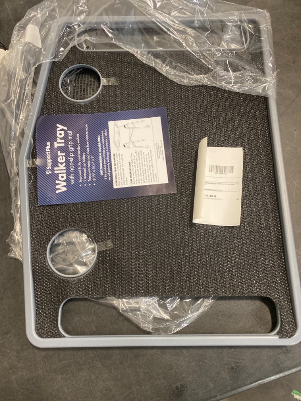 Photo 2 of Support Plus Walker Tray Table - Mobility Table Tray for Walker, Non Slip Walker Tray Mat, Walker Accessories Mat, Cup Holder for Walker (21"x16") - Gray
