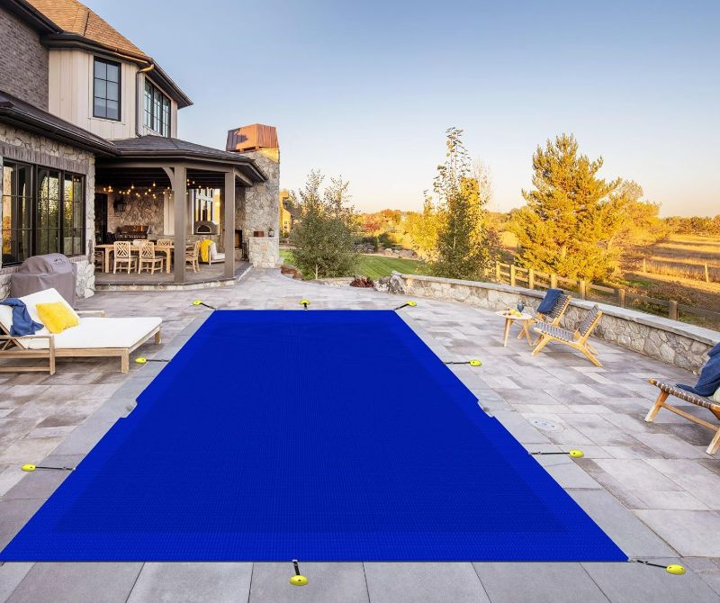 Photo 1 of 16' x 34' Extra Thick Durable Rectangular Inground Pool Covers Inground Safety Pool Covers for Swimming Pools (Blue)
