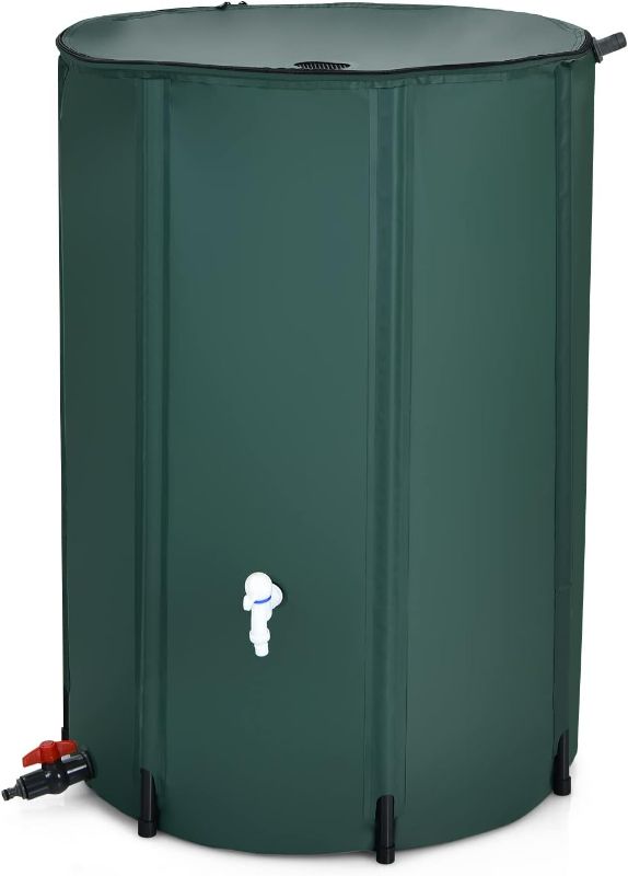 Photo 1 of Goflame Rain Barrel Water Collector Portable Foldable Collapsible Tank,Spigot Filter Water Storage Container,Green (100 Gallon)

