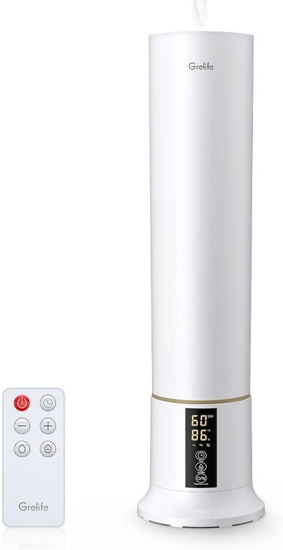 Photo 1 of Grelife 9L/2.38Gal Large Humidifiers for Bedroom Large Room, Ultrasonic Cool Mist Top Fill Humidifier with 3 Mist Speed, Remote, Quiet Tower Humidifier for Baby Home Plant Yoga Sleep

