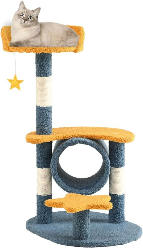 Photo 1 of Cat Tree for Indoor Cats, Multi-Level Cat Tower with Perches, Hole, Cat Sisal Scratching Posts for Kittens, Pet House Play with Hanging Toy, Star
