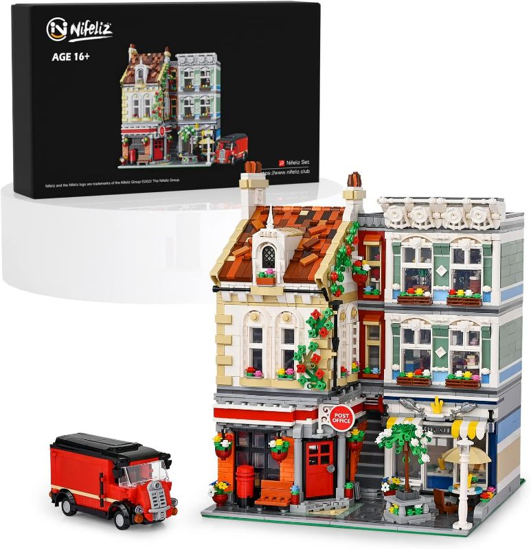 Photo 1 of Nifeliz Post Office, City Mail Center Building Block Set with Pretty Flowers, Multi-Storey House Model Toy for Adult Gift Giving (3,716 Pieces)
