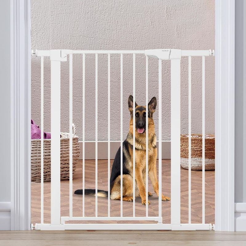 Photo 1 of 36" High Extra Tall Dog Gate, 29.6"-40.5" Wide Pressure Mounted Tall Baby Gate for Dog, Auto Close Pet Gate with Door for Stairs,Doorways,House,White
