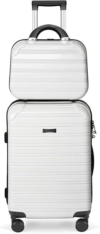 Photo 1 of Luggage Set 2PCS Suitcase PC+ABS Carry On Luggage with Spinner Wheels, White 2-Piece Set(14/20) (968)
