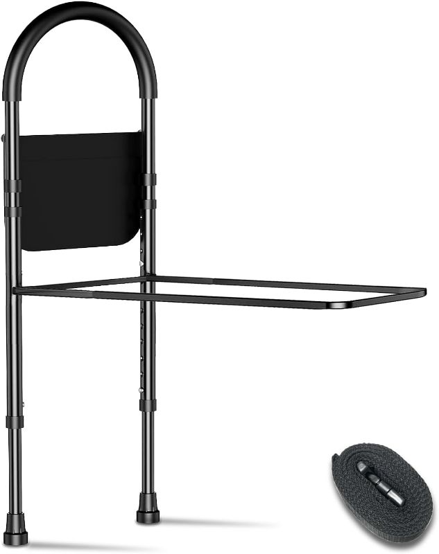 Photo 1 of Safety Bed Rail for Elderly Adults with Storage Pocket and Support Legs Bed Assist Rail Adjustable in Height, Bed Rail Fits King, Queen, Full, Twin Bed, Support Up to 330lbs
