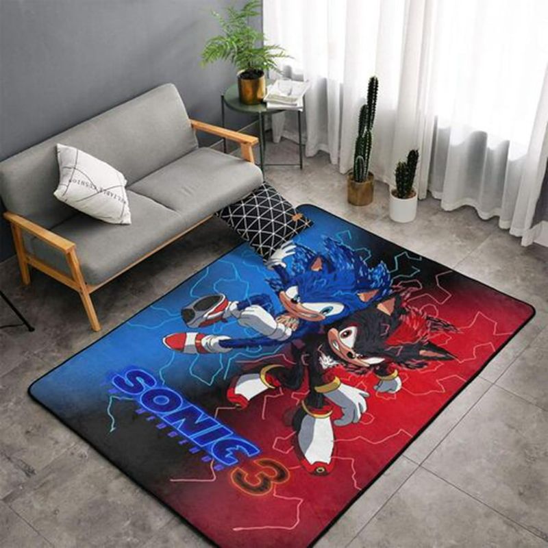 Photo 1 of Anime Super So.nic Area Rug,Hed-gehog Kid Room Non Slip 3X5Ft Washable Area Rugs,Superhero Knuckles Boys Girls Bedroom Room Decor Large Carpet 60X39In
