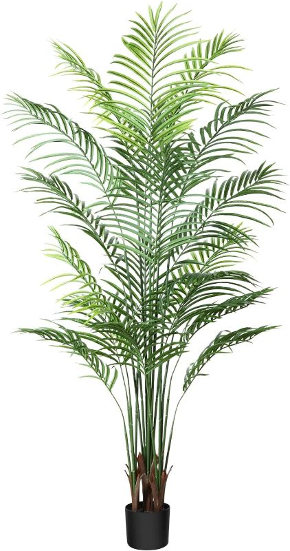 Photo 1 of CROSOFMI Artificial Areca Palm Plant 6Feet Fake Tropical Palm Tree, Perfect Faux Dypsis Lutescens Plants in Pot for Indoor Outdoor House Home Office Garden Modern Decoration Housewarming Gift-1Pack
