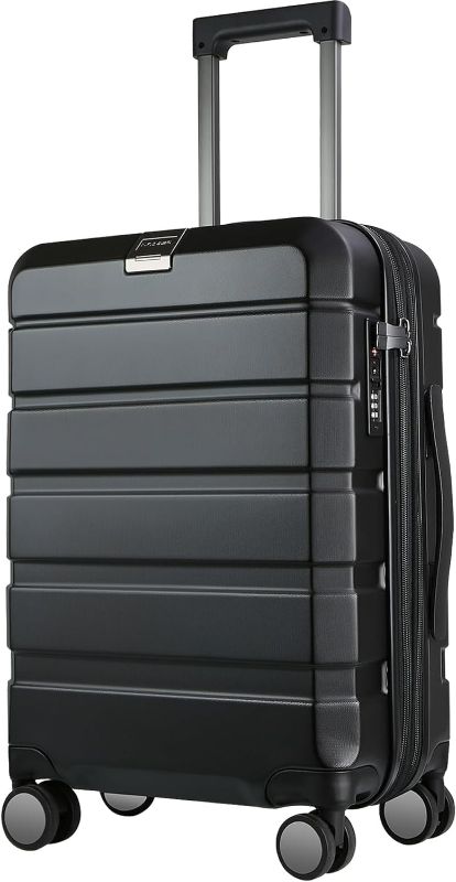 Photo 1 of KROSER Hardside Expandable Carry On Luggage with Spinner Wheels & Built-in TSA Lock, Durable Suitcase Rolling Luggage, Carry-On 20-Inch, Black

